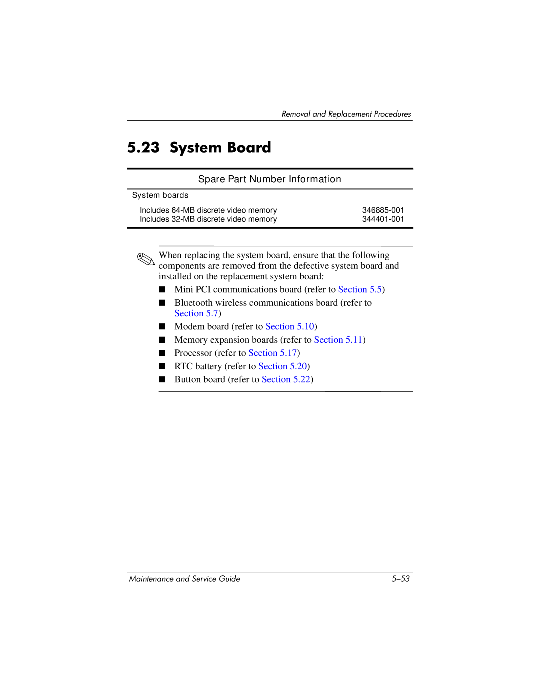 HP nc6000 manual System Board 