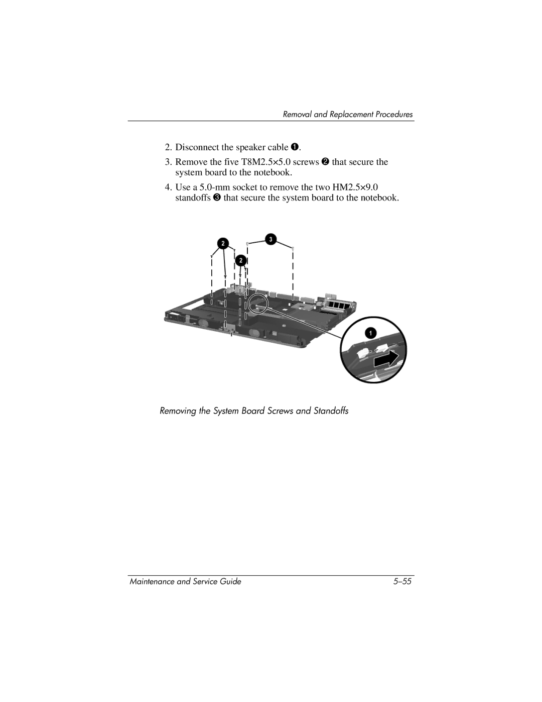 HP nc6000 manual Removing the System Board Screws and Standoffs 