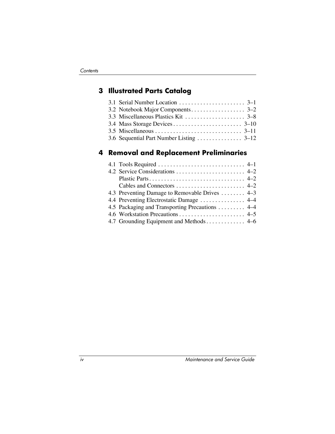 HP nc6000 manual Illustrated Parts Catalog, Removal and Replacement Preliminaries 