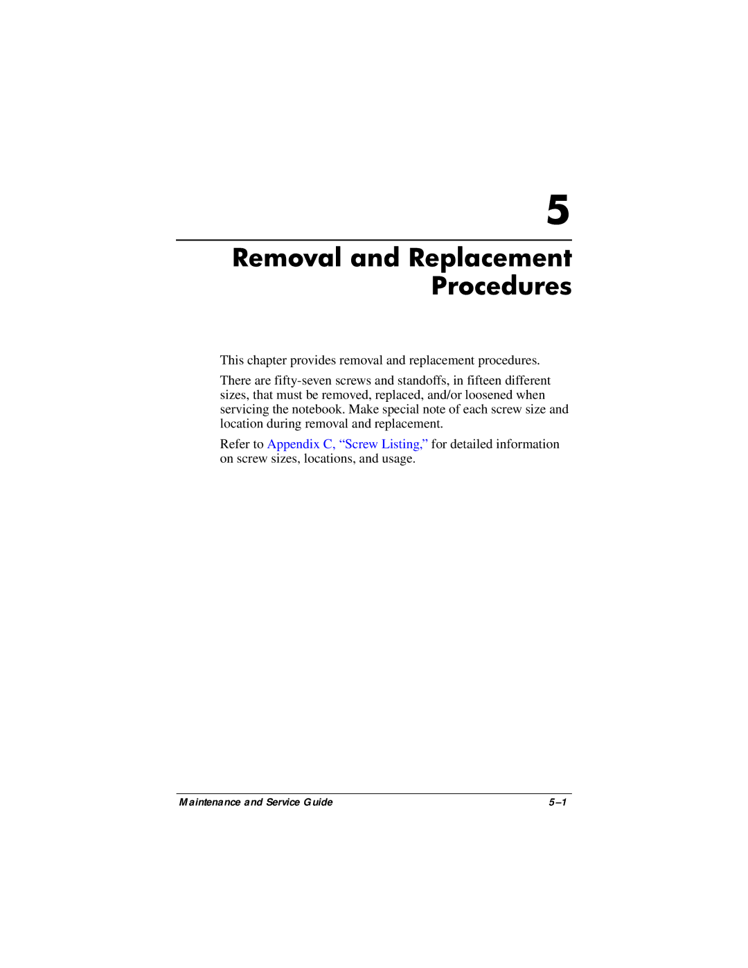 HP nc6000 manual Removal and Replacement Procedures 