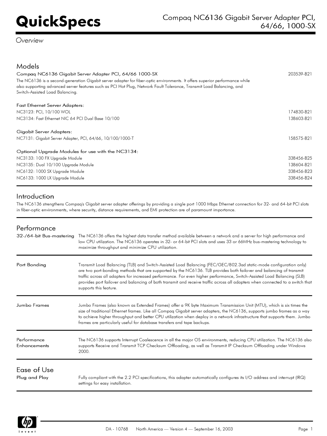 HP NC6136 manual Models, Introduction, Performance, Ease of Use 