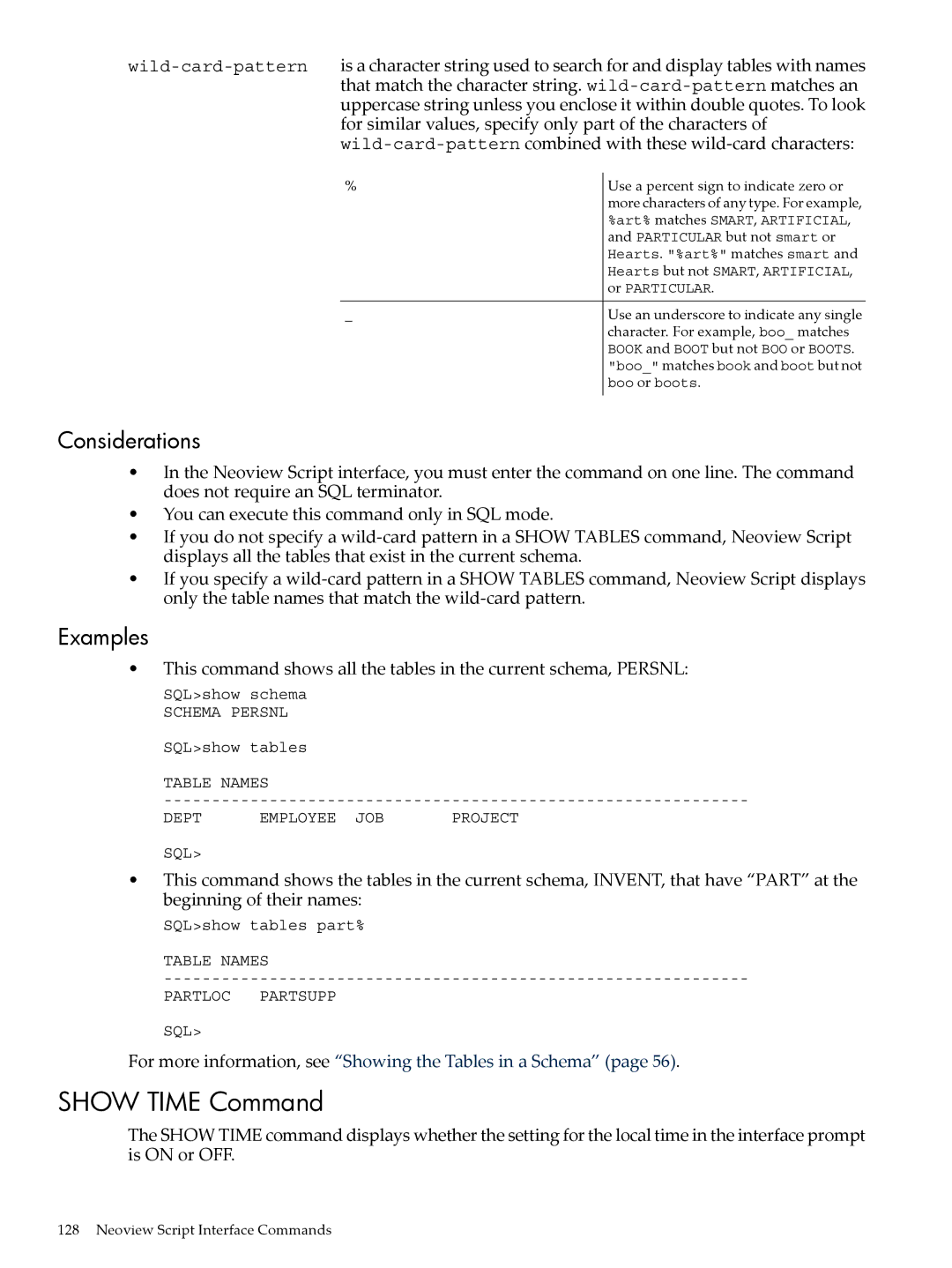 HP NEOVIEW 544530-001 manual Show Time Command 