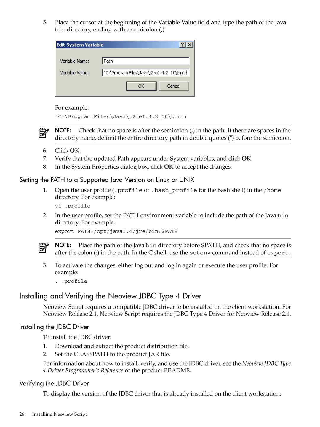 HP NEOVIEW 544530-001 manual Installing and Verifying the Neoview Jdbc Type 4 Driver, Installing the Jdbc Driver 