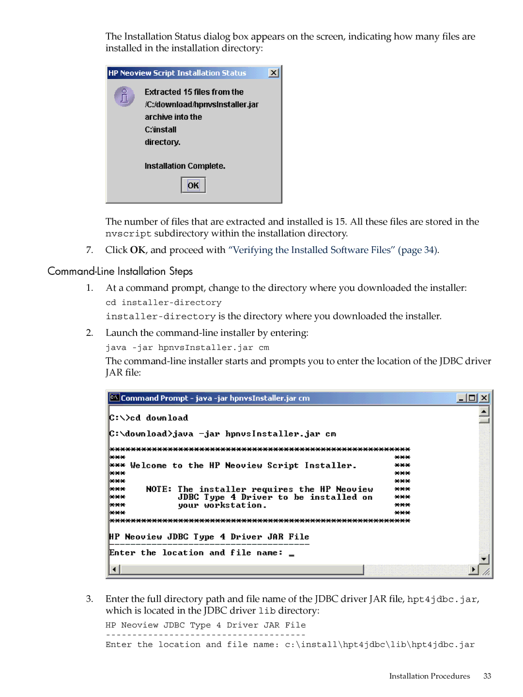 HP NEOVIEW 544530-001 manual Command-Line Installation Steps 