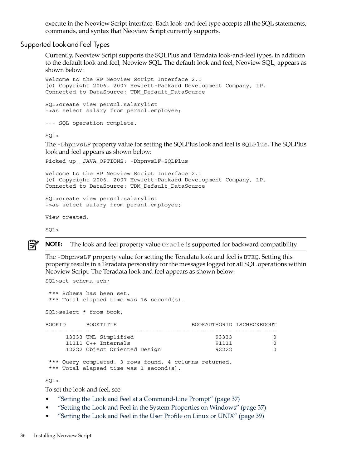 HP NEOVIEW 544530-001 manual Supported Look-and-Feel Types, To set the look and feel, see 