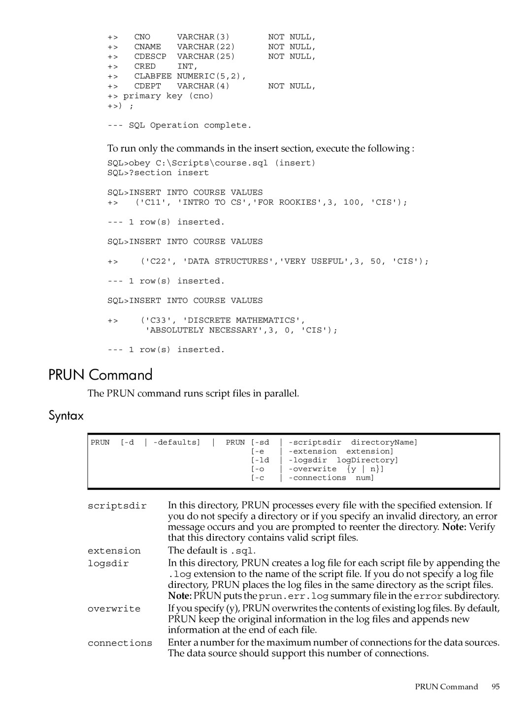 HP NEOVIEW 544530-001 manual Prun Command 