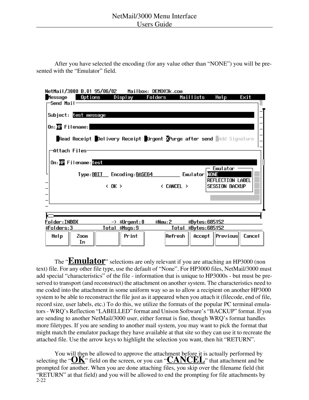 HP manual NetMail/3000 Menu Interface Users Guide 