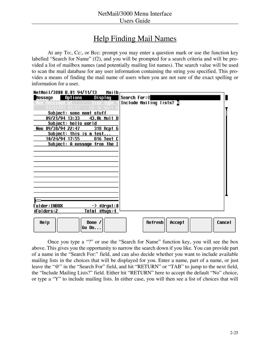 HP NetMail/3000 manual Help Finding Mail Names 