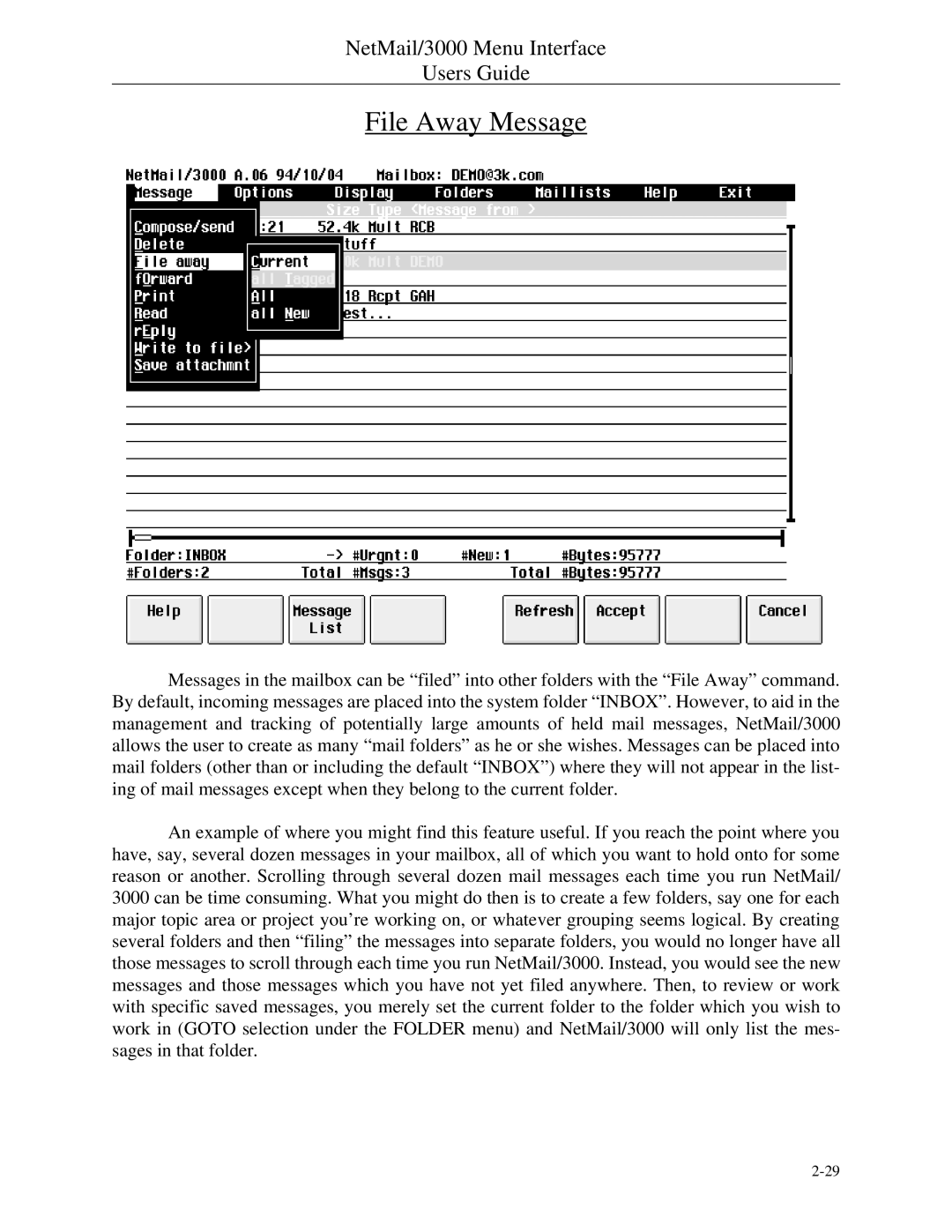 HP NetMail/3000 manual File Away Message 