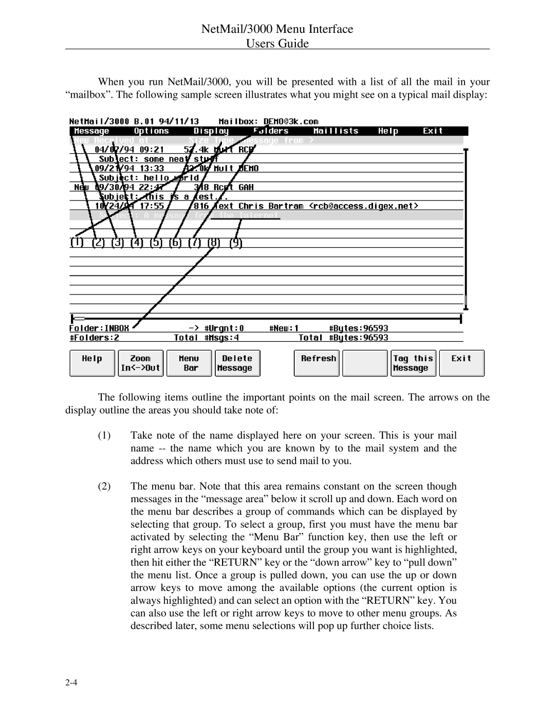 HP manual NetMail/3000 Menu Interface Users Guide 