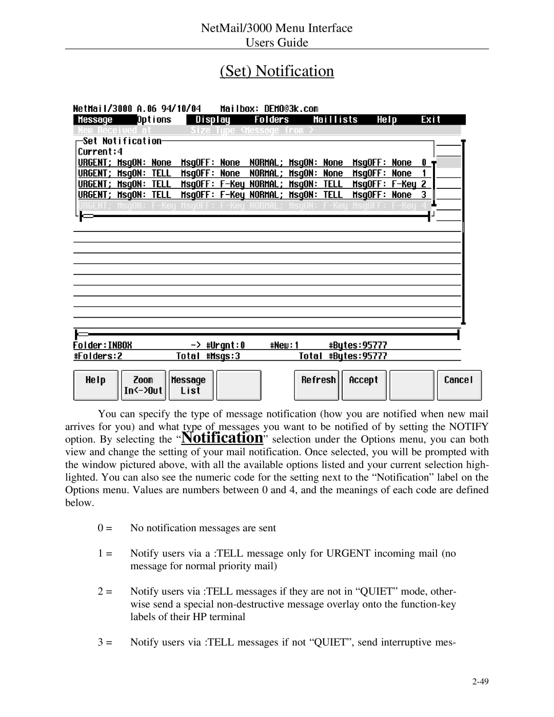 HP NetMail/3000 manual Set Notification 