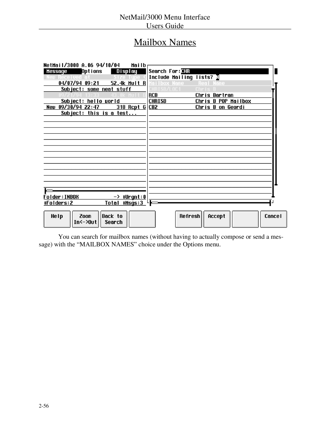 HP NetMail/3000 manual Mailbox Names 