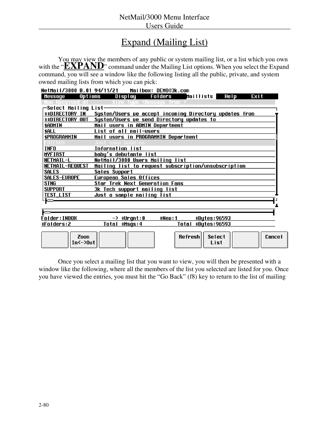 HP NetMail/3000 manual Expand Mailing List 