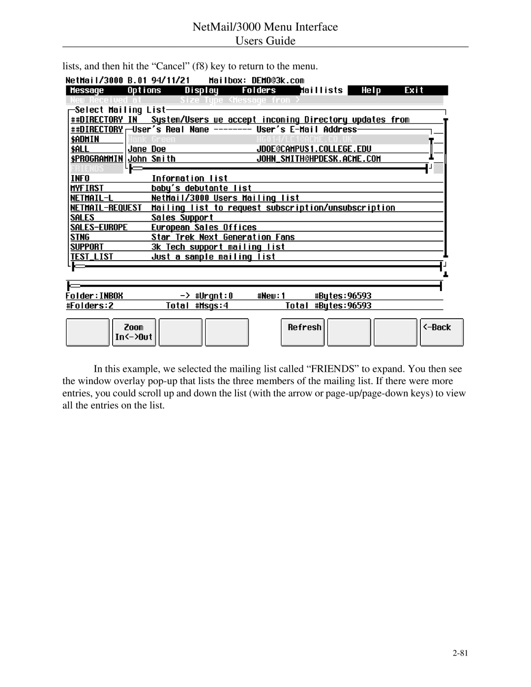 HP manual NetMail/3000 Menu Interface Users Guide 