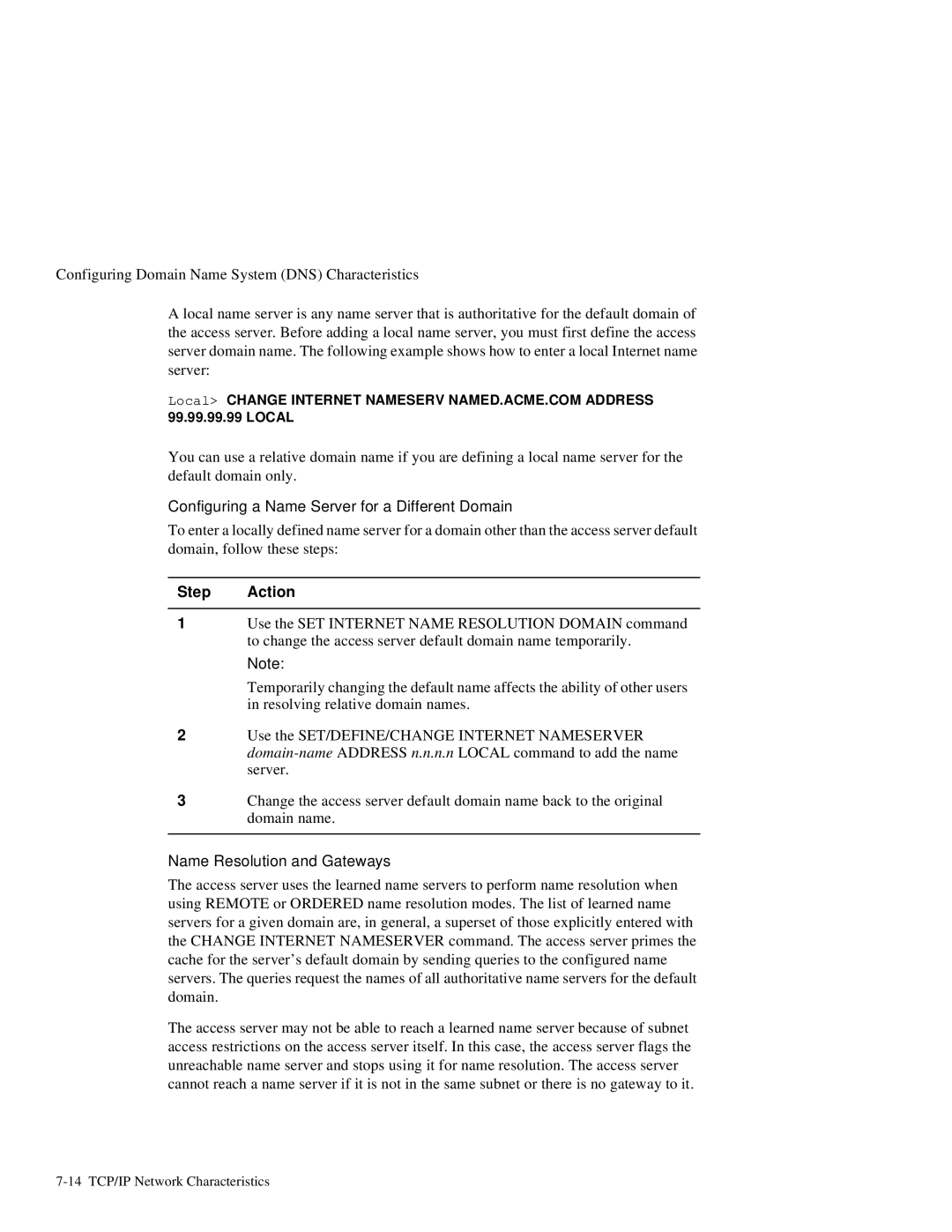 HP NetRider manual Configuring a Name Server for a Different Domain, Name Resolution and Gateways 