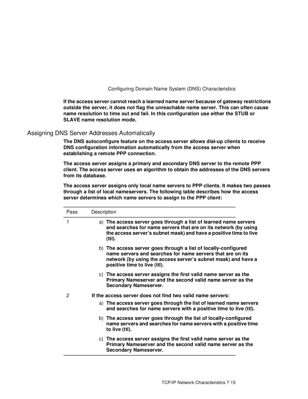 HP NetRider manual Assigning DNS Server Addresses Automatically, Pass Description 