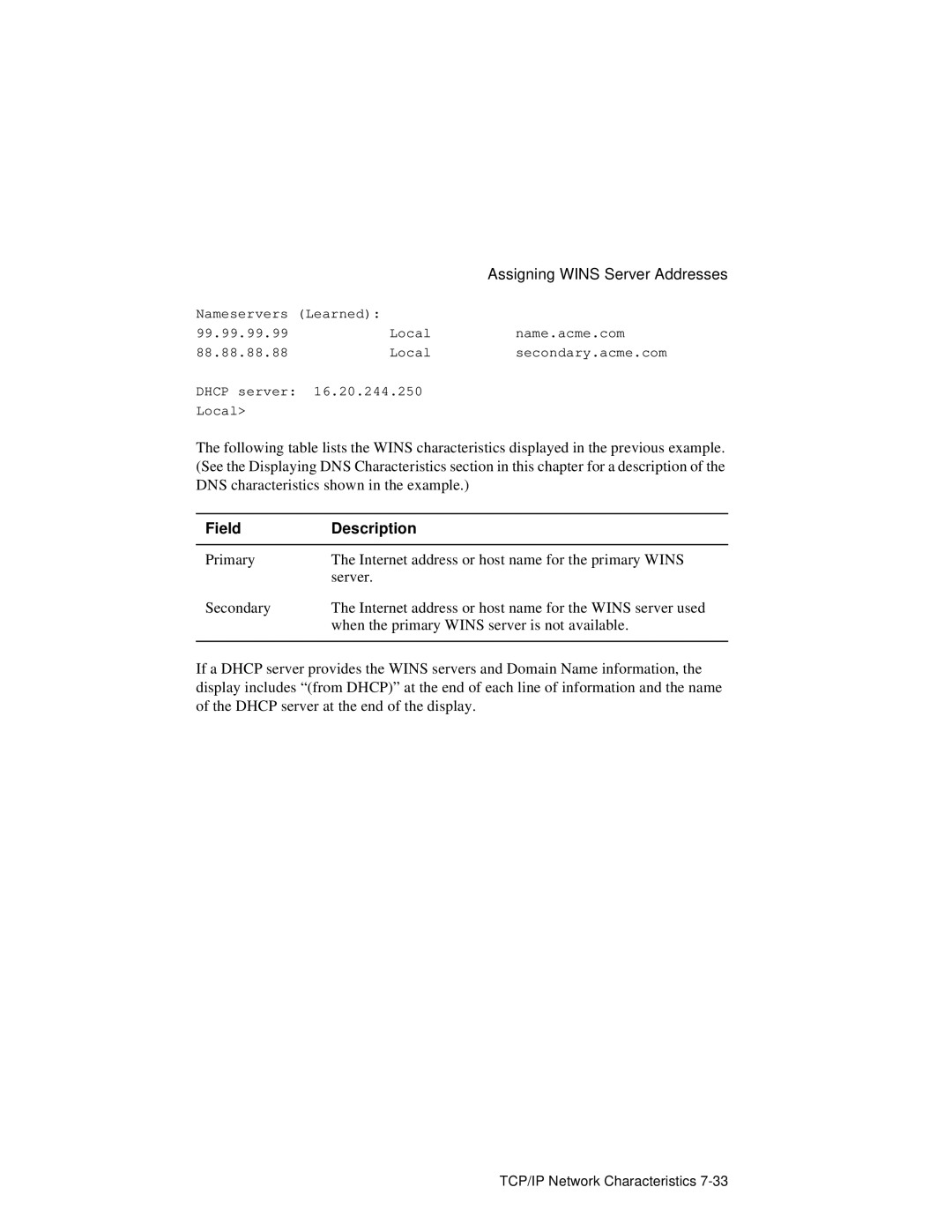 HP NetRider manual Field Description 