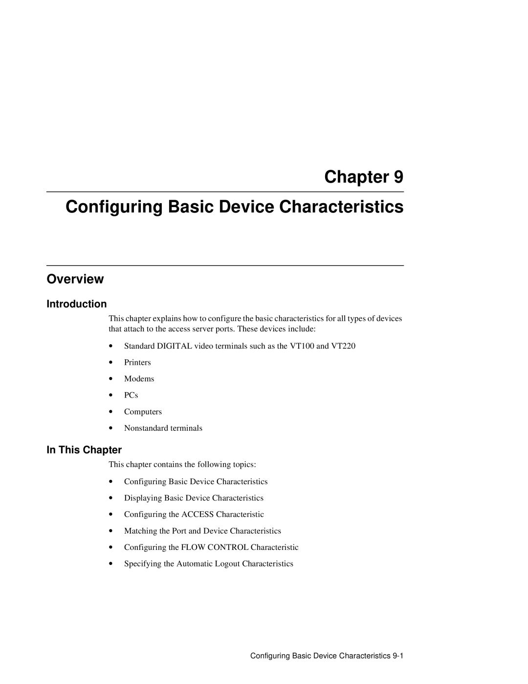 HP NetRider manual Chapter Configuring Basic Device Characteristics, Overview 