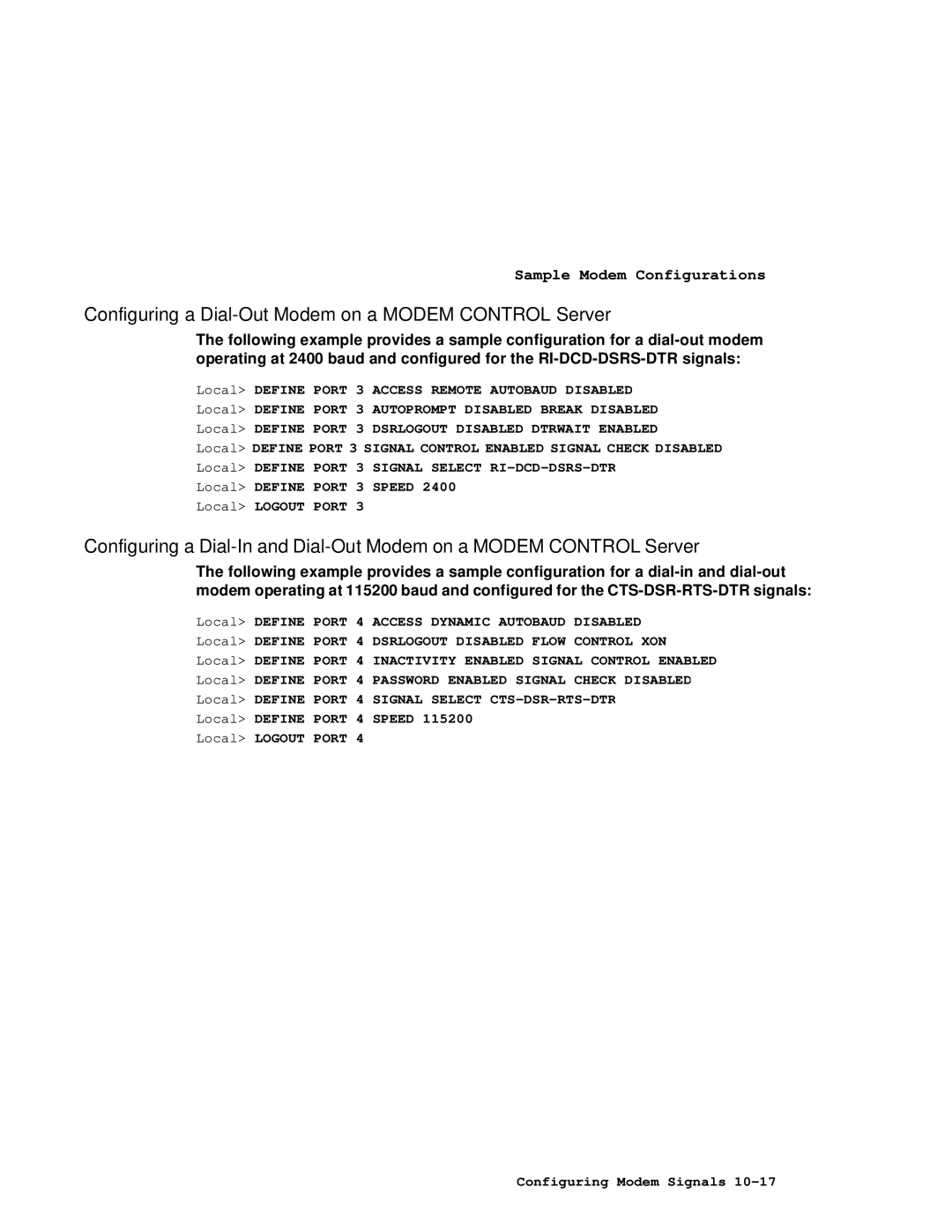 HP NetRider manual Configuring a Dial-Out Modem on a Modem Control Server 