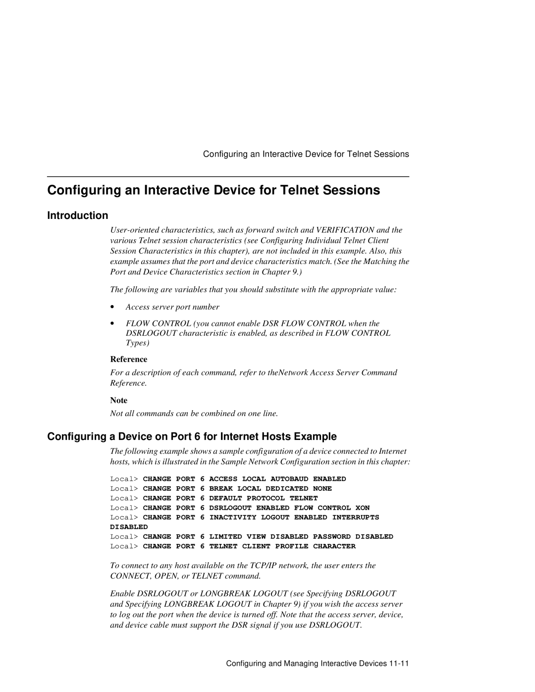 HP NetRider manual Configuring an Interactive Device for Telnet Sessions 