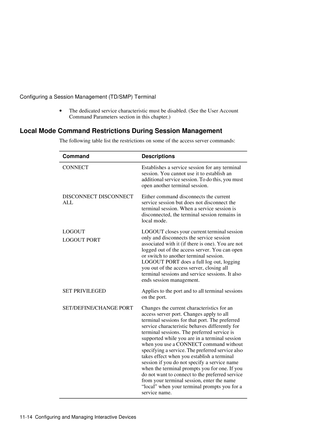 HP NetRider manual Local Mode Command Restrictions During Session Management, Command Descriptions 