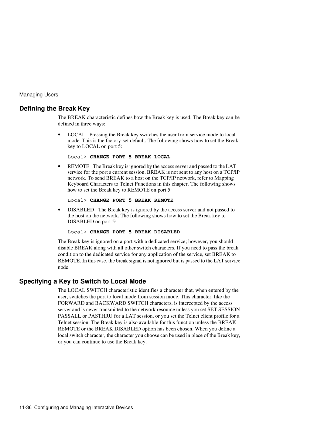 HP NetRider manual Defining the Break Key, Specifying a Key to Switch to Local Mode 