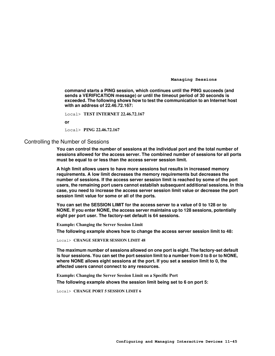 HP NetRider manual Controlling the Number of Sessions, Example Changing the Server Session Limit 