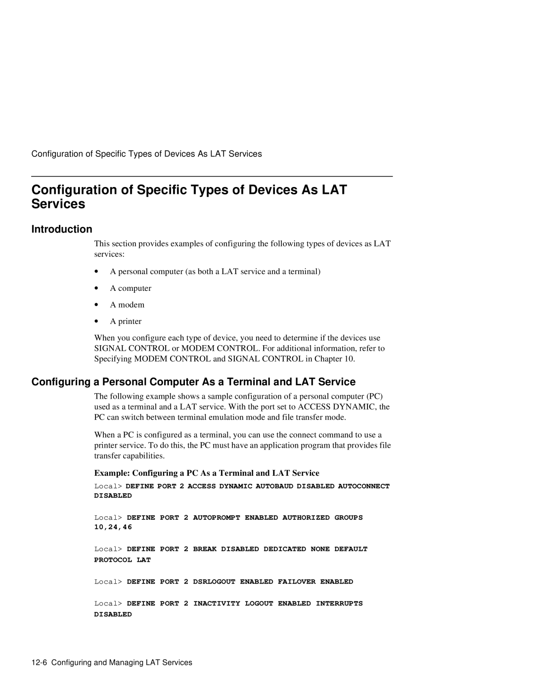 HP NetRider manual Configuration of Specific Types of Devices As LAT Services 