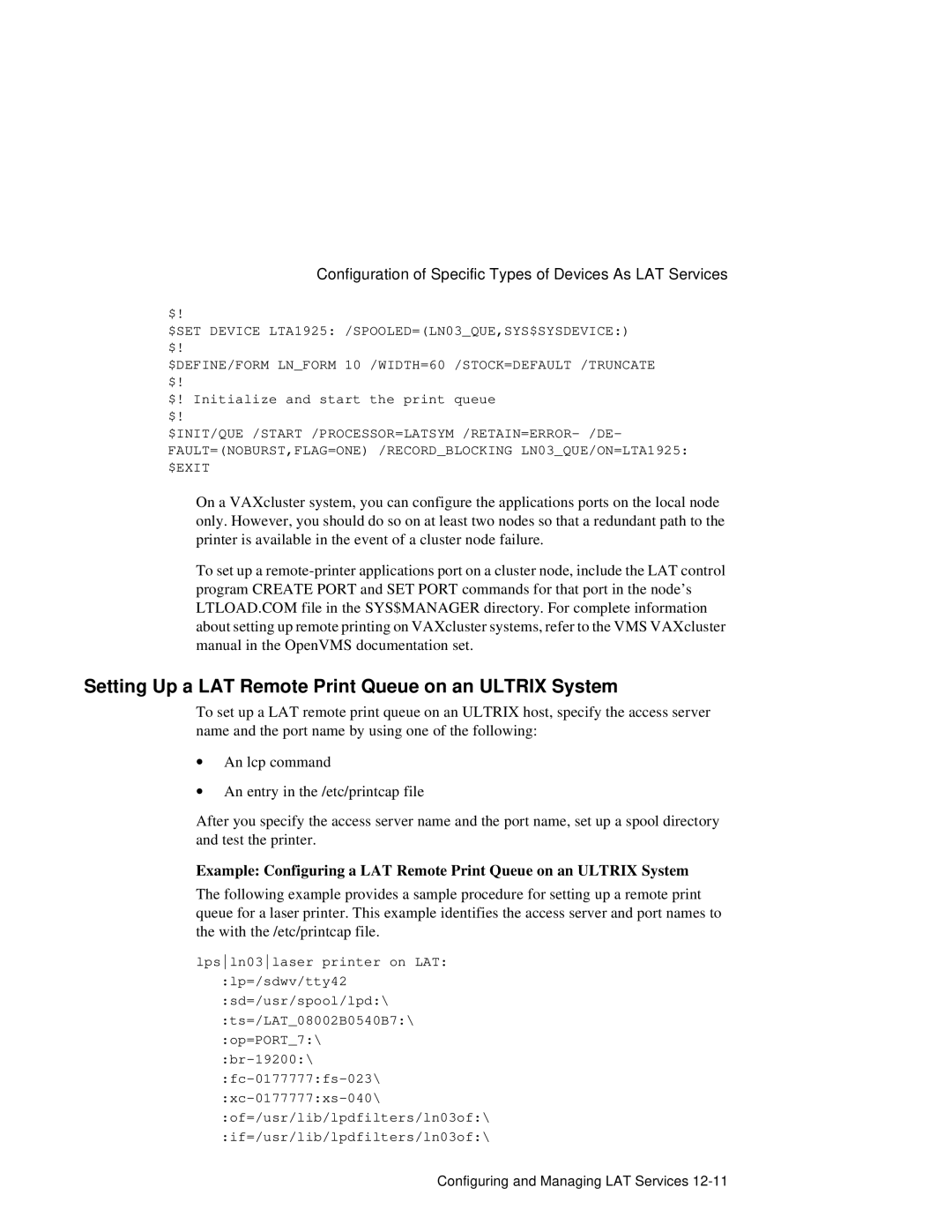 HP NetRider manual Setting Up a LAT Remote Print Queue on an Ultrix System 