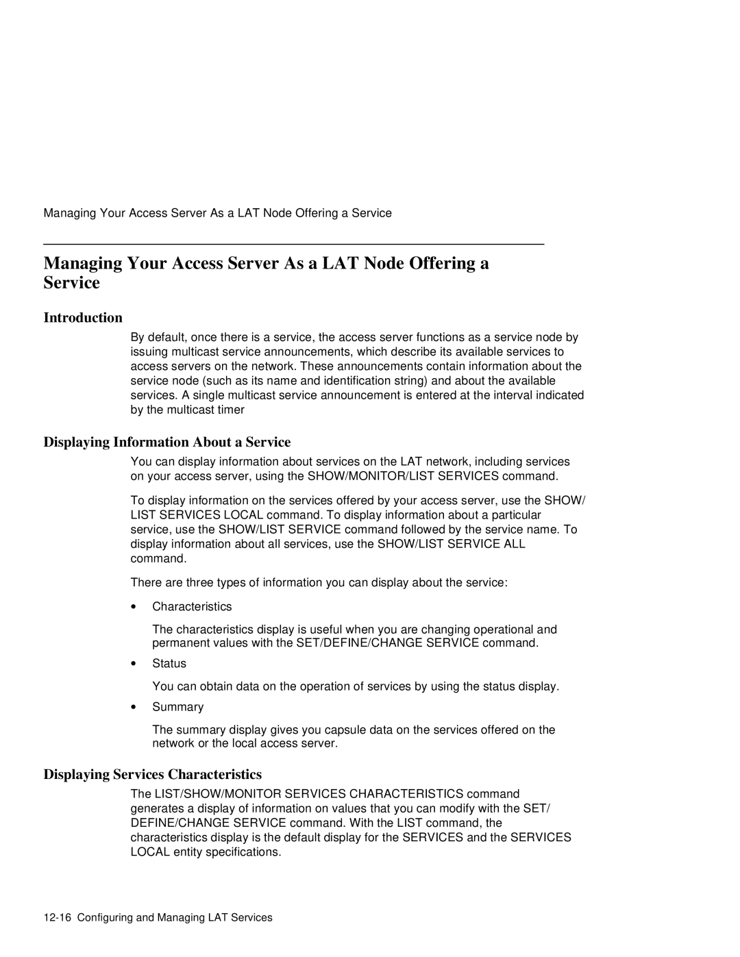 HP NetRider manual Displaying Information About a Service, Displaying Services Characteristics 