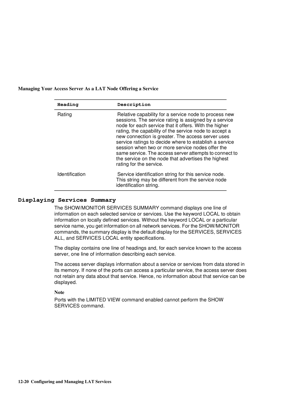 HP NetRider manual Displaying Services Summary 