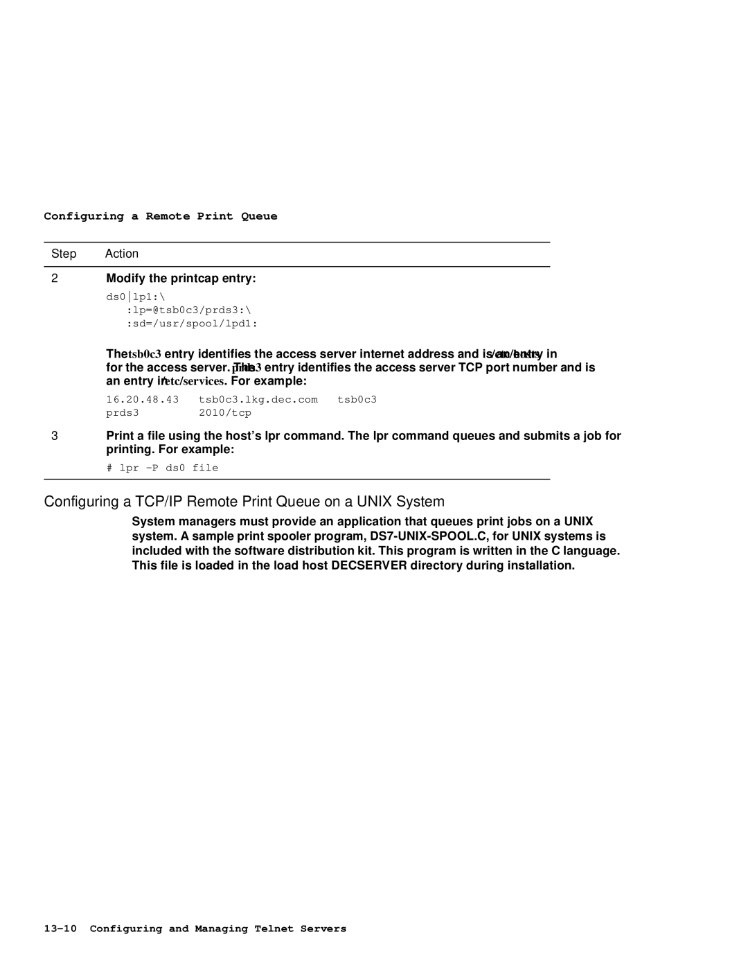 HP NetRider manual Configuring a TCP/IP Remote Print Queue on a Unix System 