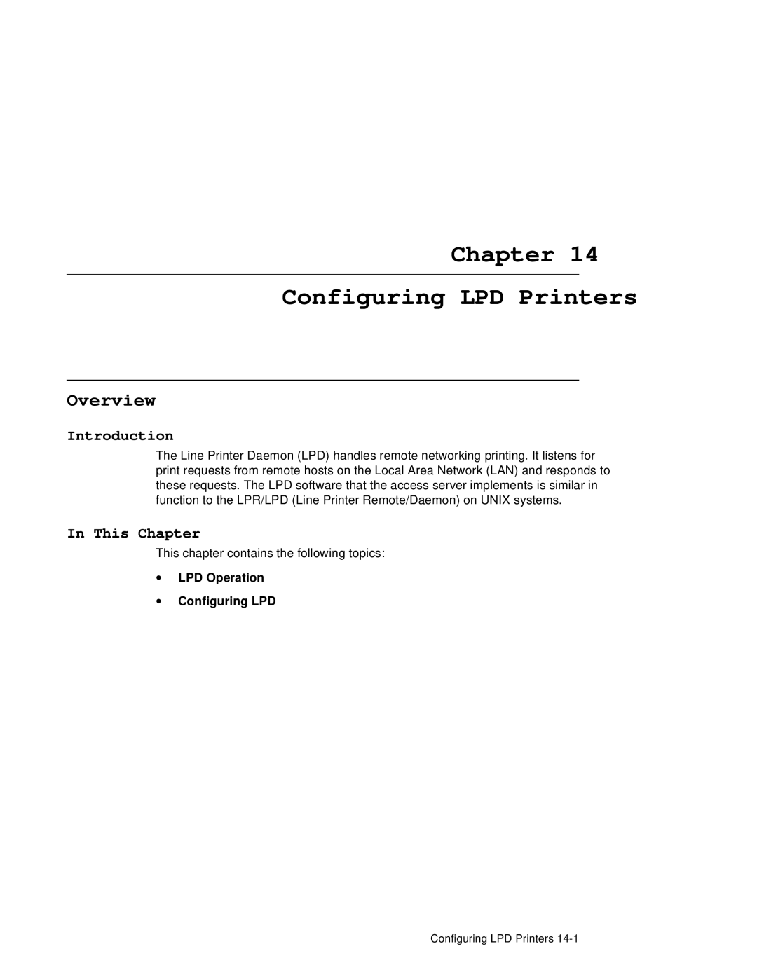 HP NetRider manual Chapter Configuring LPD Printers, Overview 