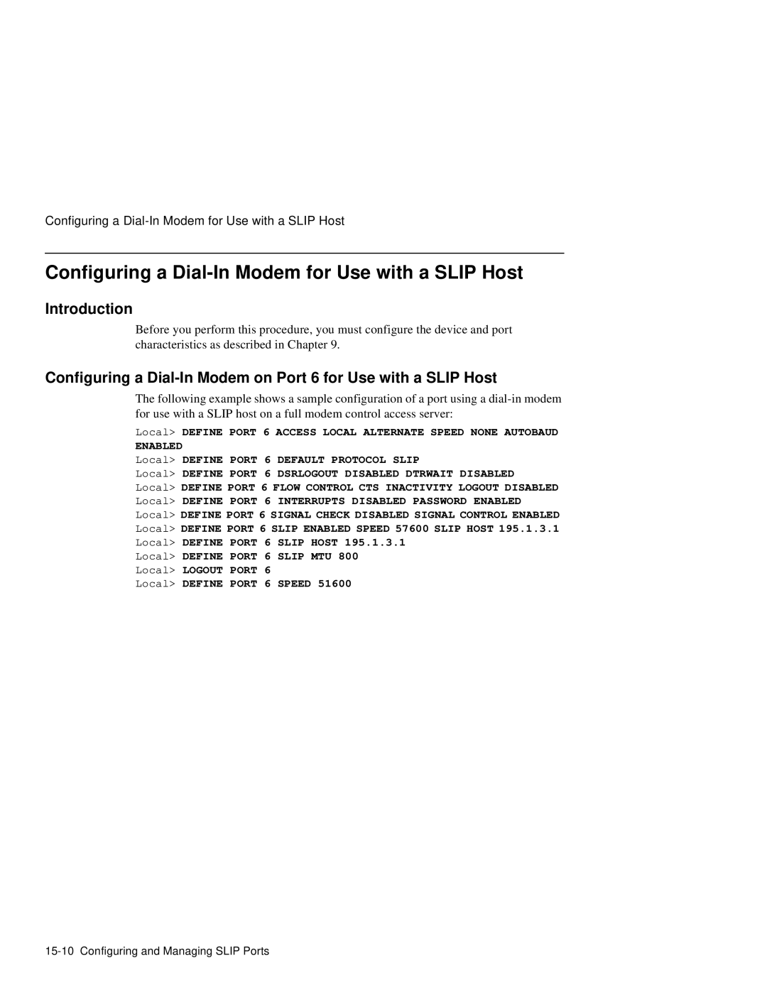 HP NetRider manual Configuring a Dial-In Modem for Use with a Slip Host 