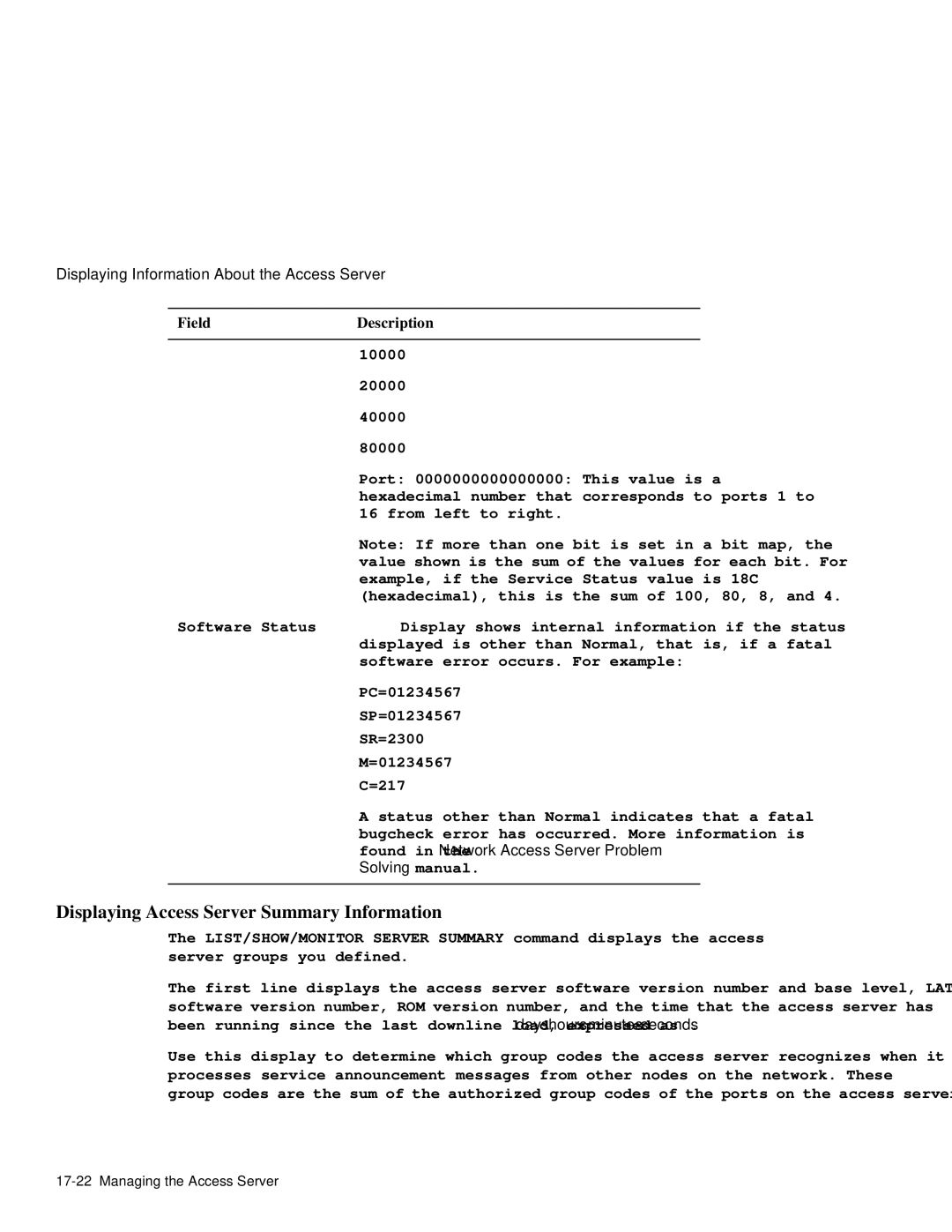 HP NetRider manual Displaying Access Server Summary Information 