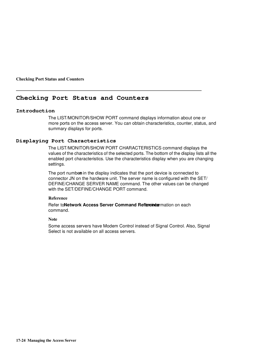 HP NetRider manual Checking Port Status and Counters, Displaying Port Characteristics 