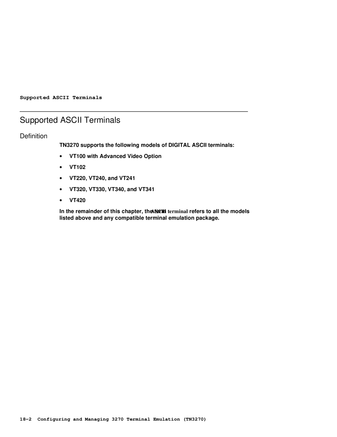 HP NetRider manual Supported Ascii Terminals, Definition 