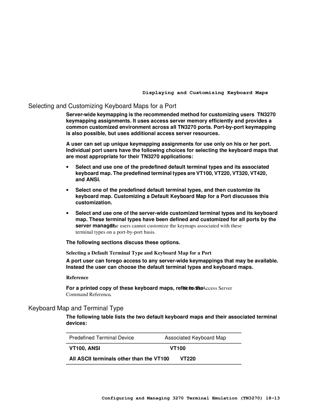HP NetRider manual Selecting and Customizing Keyboard Maps for a Port, Keyboard Map and Terminal Type, VT100, Ansi 