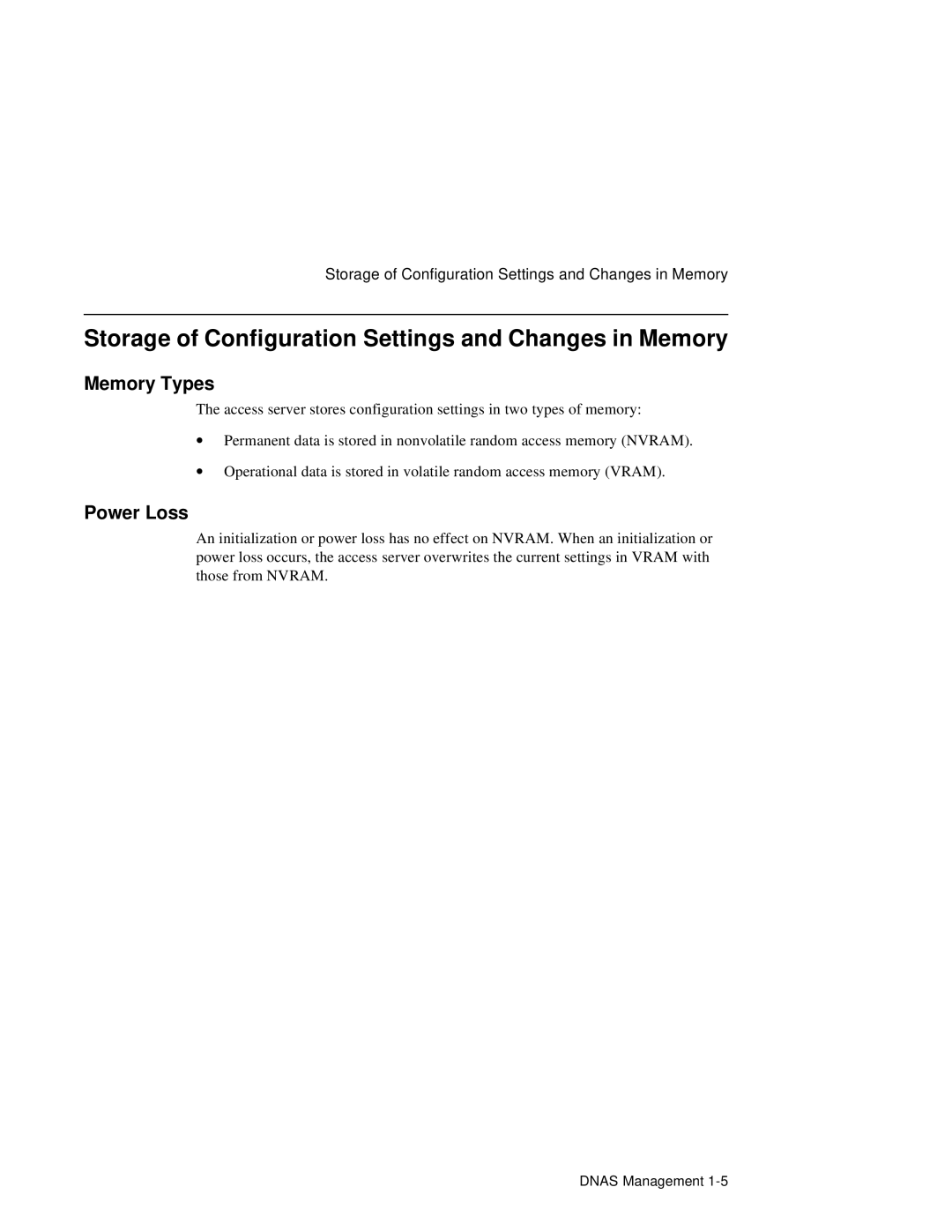 HP NetRider manual Storage of Configuration Settings and Changes in Memory, Memory Types, Power Loss 