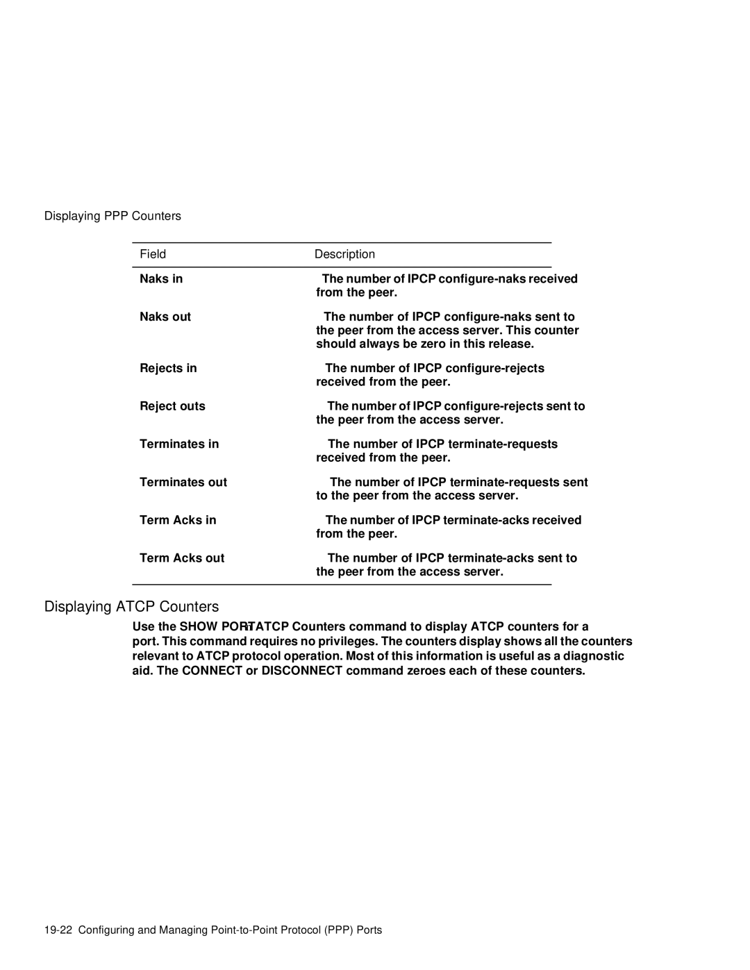 HP NetRider manual Displaying Atcp Counters 