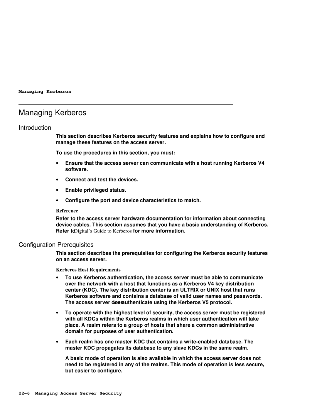 HP NetRider manual Managing Kerberos, Configuration Prerequisites, Kerberos Host Requirements 