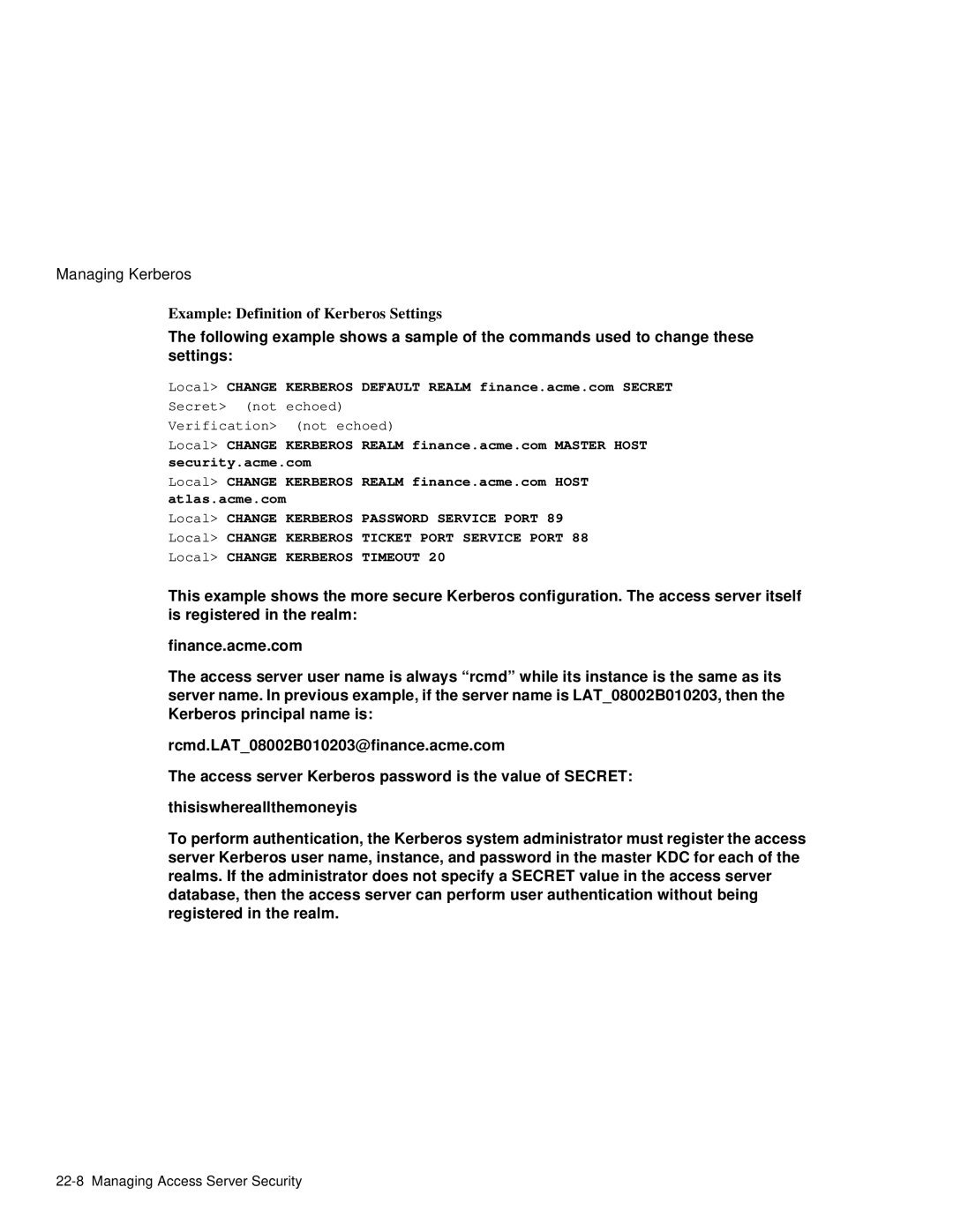 HP NetRider manual Example Definition of Kerberos Settings 