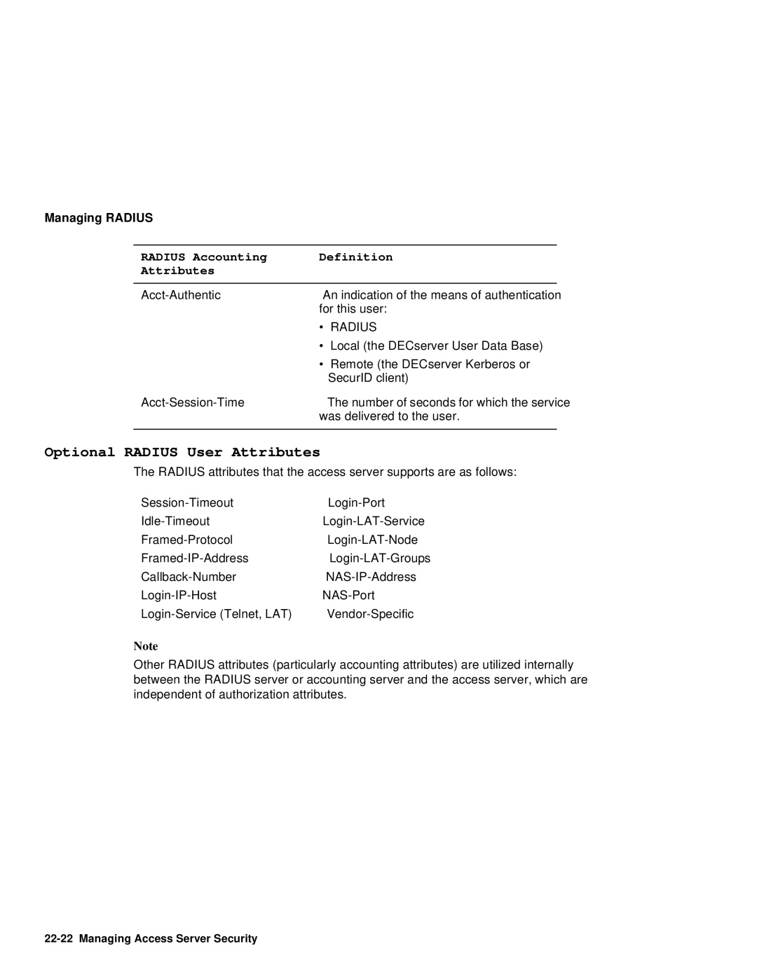 HP NetRider manual Optional Radius User Attributes 