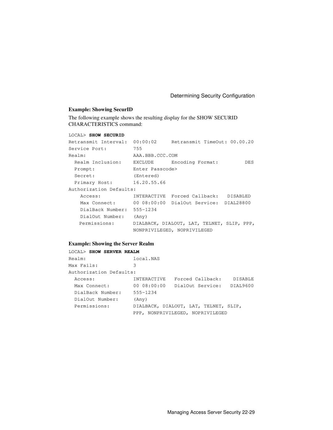 HP NetRider manual Example Showing SecurID, Example Showing the Server Realm 