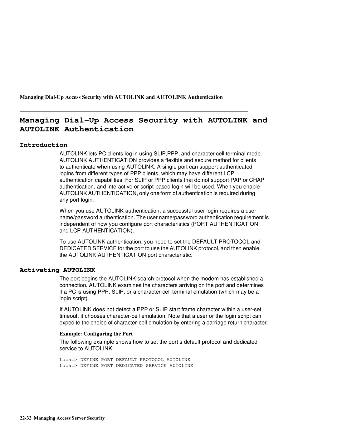 HP NetRider manual Activating Autolink, Example Configuring the Port 