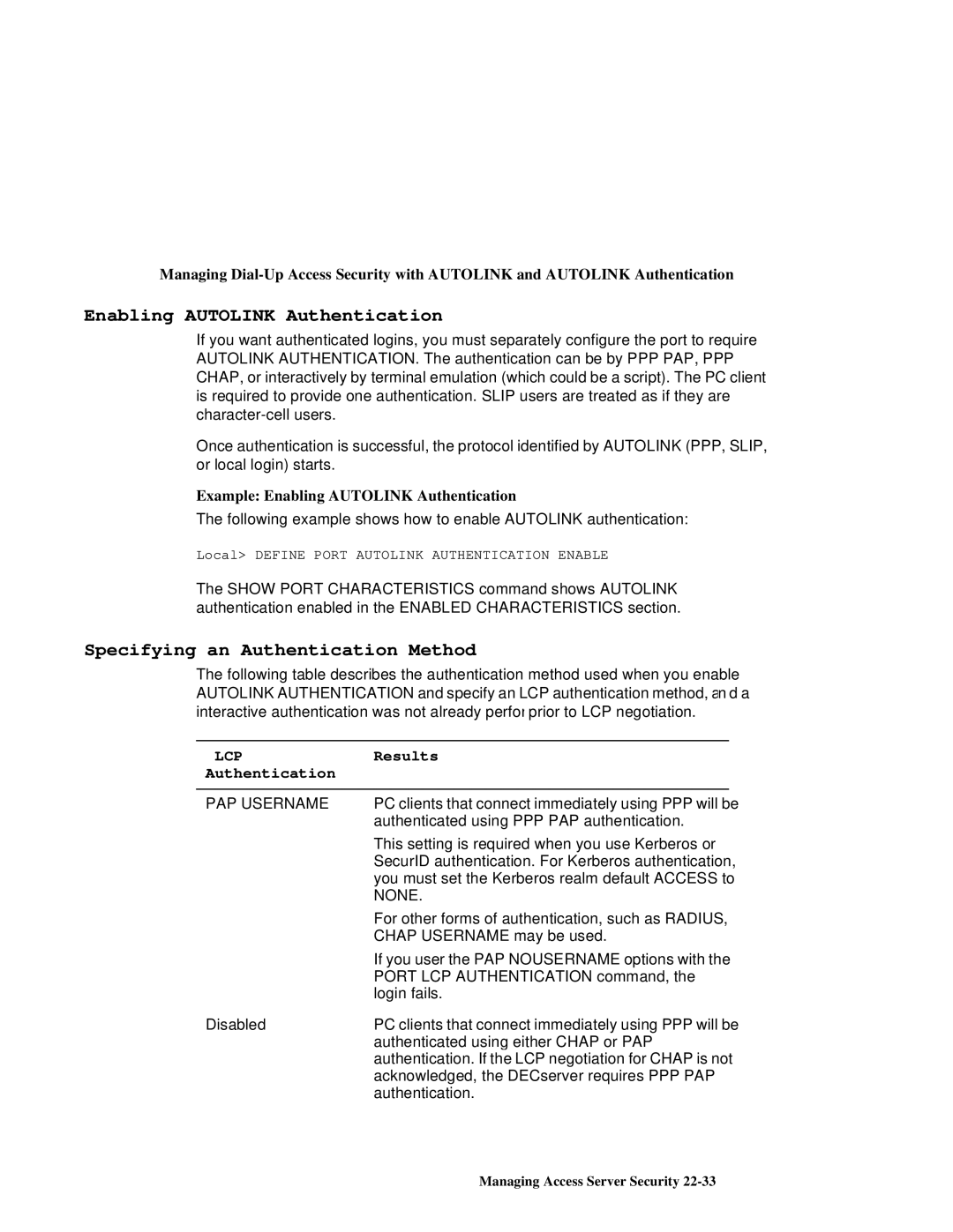 HP NetRider manual Enabling Autolink Authentication, Specifying an Authentication Method, Results 