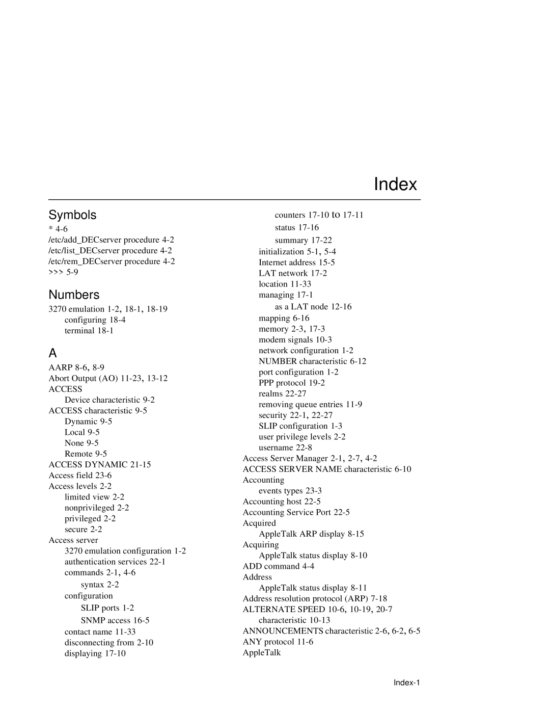 HP NetRider manual Index, Symbols 