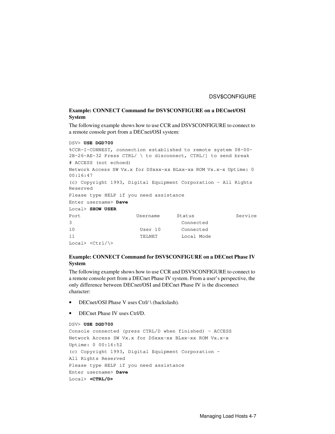 HP NetRider manual Local Show User, Local CTRL/D 