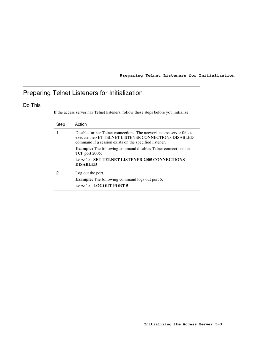 HP NetRider manual Preparing Telnet Listeners for Initialization, Disabled 