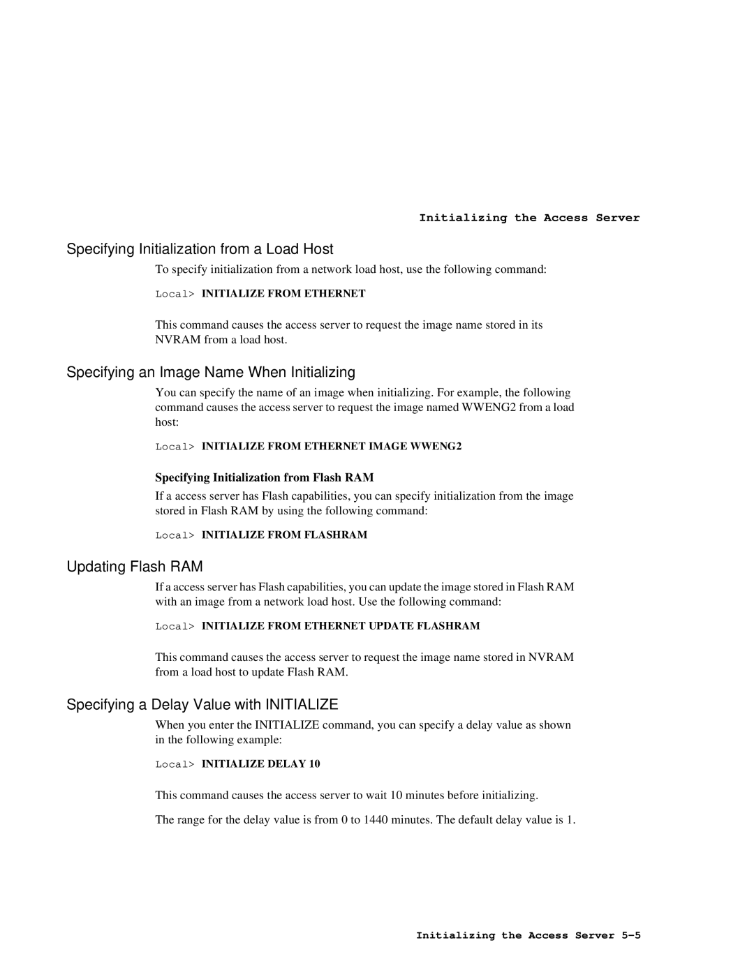 HP NetRider Specifying Initialization from a Load Host, Specifying an Image Name When Initializing, Updating Flash RAM 